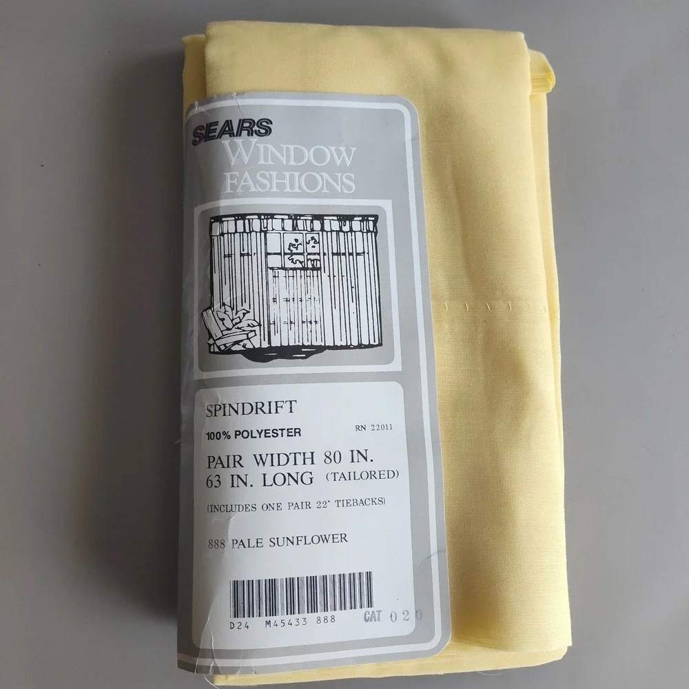 Sears Window Fashions Spindrift Pale Sunflower Vintage Pair Curtains Semi Sheer